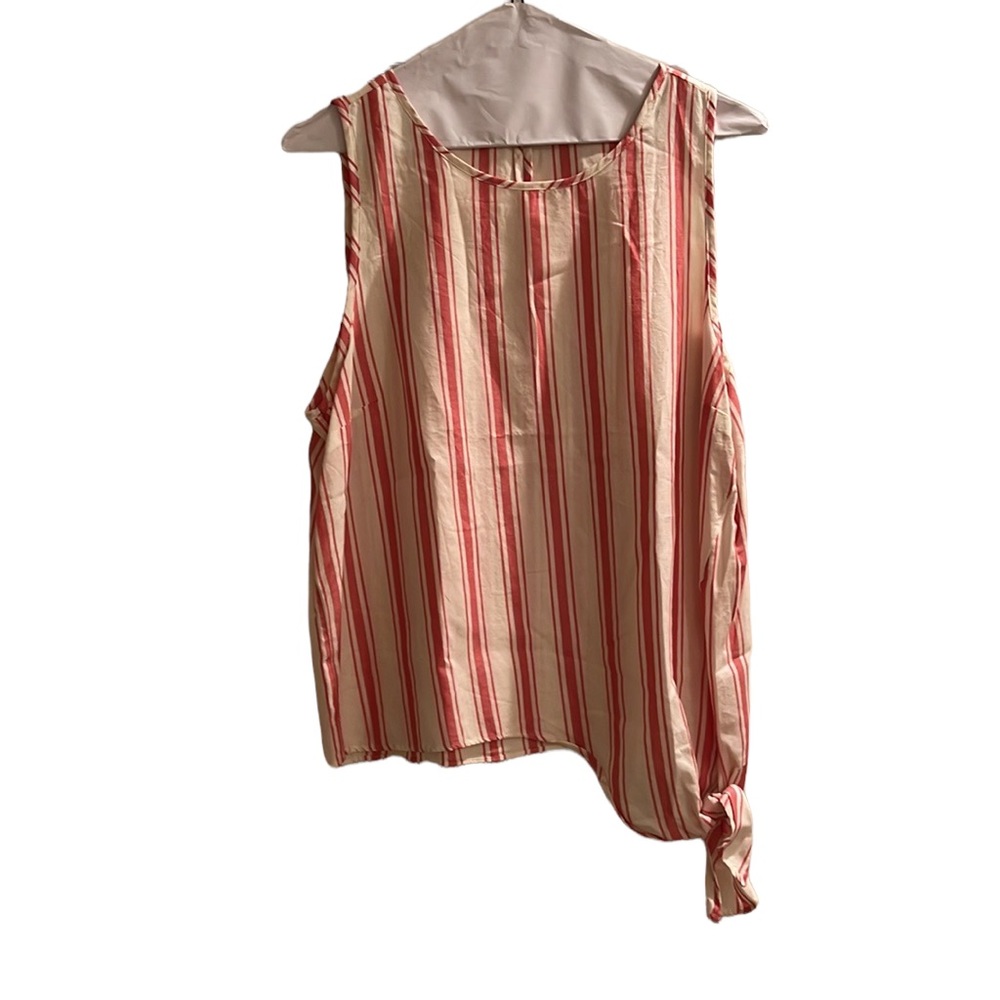 Madewell cotton top. Pink and white striped w/waist tie.  Sweet and lightweight